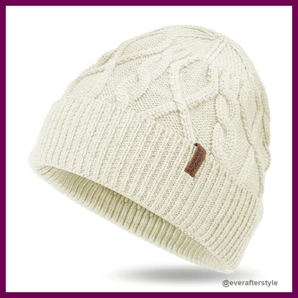 Merino Wool Cable Knit Beanie Unisex Classic Warm Winter Hat main image 6